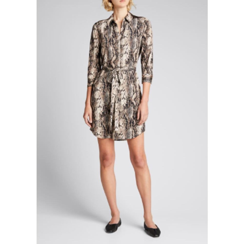 L'agence Addison Python-Print Belted Shirtdress - image 1